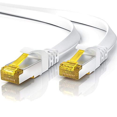 7,5M Cavo Di Rete Cat 7 Piatto - Cavo Lan Ethernet Gigabit 10000 Mbit S Piatto - Cavo Patch - Cavo A Schermatura U Ftp Pimf Con Connettori Rj45 - Rout