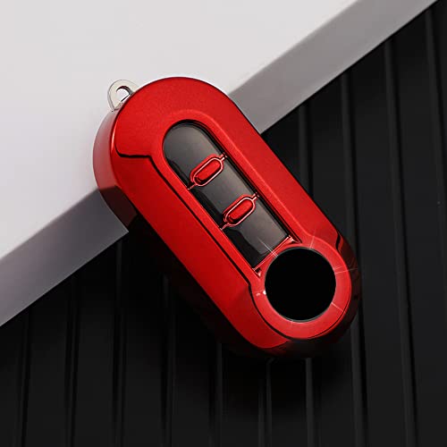 Siluohake Cover Chiave Fiat In Tpu Guscio Per Chiavi Auto Cover Chiavi Auto Per Fiat Panda Punto 500 Bravo Custodia Coprichiave (Red)