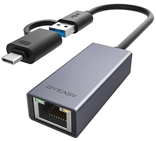 Byeasy Adattatore Da Usb C A Ethernet, Gigabit Di Tipo C A Rj45, Rete Cablata Usb 3.0 A 10/100/1000 Gigabit Ethernet Adattatore Per Macbook, Macbook P