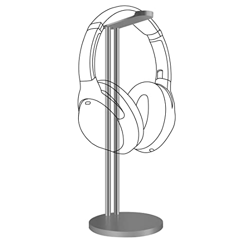 Geekria Headphone Stand Headset Holder Matte Frosted Earphone Stand With Aluminum Supporting Bar Flexible Headrest Pu Solid Base For All Headphones Si
