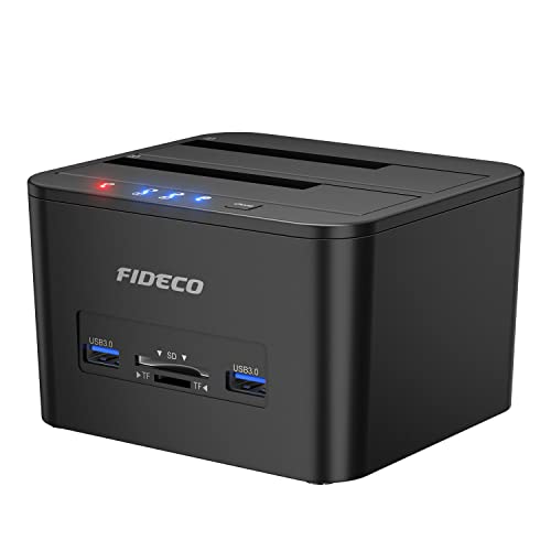 Fideco Docking Station , Docking Station Per Disco Rigido Usb 3.0 Per Hdd O Ssd Sata Da 2,5 E 3,5 Pollici, Supporto Clone Offline, Lettore Di Schede T
