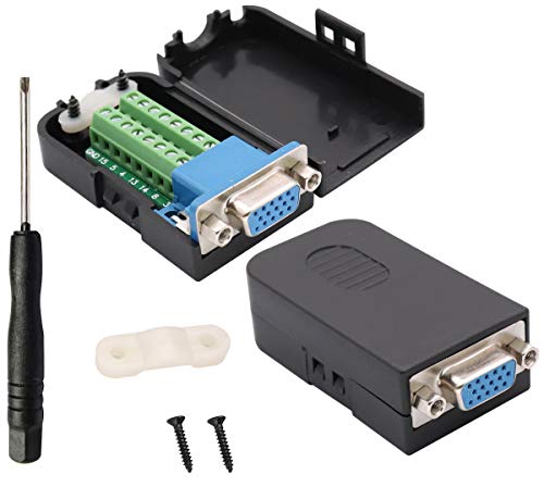 Aaotokk Vga Vite Morsettiera Adattatore D-Sub 15 Pin 3 Filari Db15 Vga Femmina A 16 Pin/Vie Femmina Terminale Seriale Scheda Di Breakout Connettore Mo