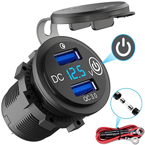 Quick Charge 3.0 Presa Usb 12V Con Interruttore, Doppia Presa Usb Per Caricabatteria Da Auto Adattatore Per Accendisigari Impermeabile Caricabatterie 