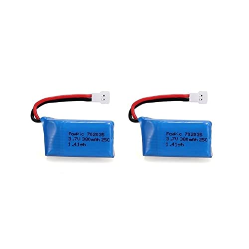 Yunique Green-Clean-Power - Set 2 Batterie Lipo Ricaricabili 3.7V 380Mah Per Droni | Compatibili Con Hubsan X4, Jxd 385 | Ottimizzazione Prestazioni D