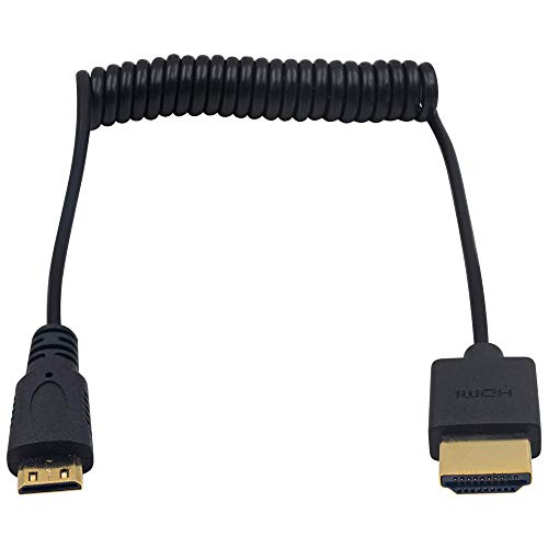 Duttek Mini Hdmi To Hdmi, Cavo Mini Hdmi To Hdmi, Ultra Sottile, Hdmi Maschio A Mini Hdmi Maschio, Cavo A Spirale 4K Ultra Hd, 1080P, 3D, Per Proietto