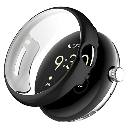 Giopuey Cover Per Google Pixel Watch/Watch 2 2023, Soft Tpu, Shock Resistant, Google Pixel Watch/Watch 2 2023 Custodia - Black