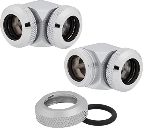 Corsair Hydro X Serie, Xf Hardline 90° Raccordi De 12 Mm, Confezione Da Due (Ottone Massiccio Durata, Finitura Alta Qualità, Doppia Guarnizione O-Ring