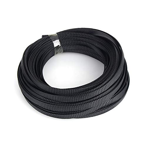 Wincal Guaina Per Cavi Intrecciati - Cavo Per Guaina In Pet Intrecciato Espandibile Da 10 Mm Nero, Ad Alta Densità, 10 M
