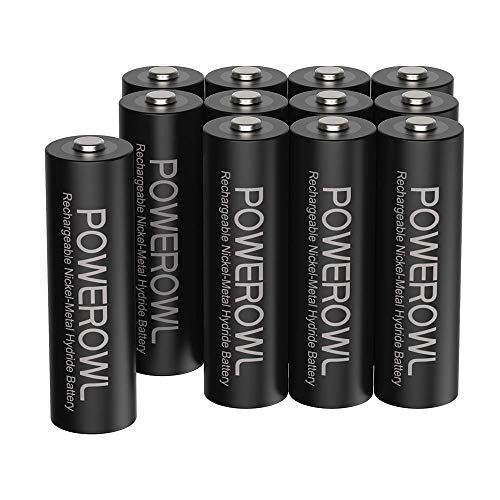 Batterie Aa Stilo Powerowl 2800Mah Ad Alta Capacità 1,2V Batterie Ricaricabili Aa Ni-Mh Diametro 14.4Mm A Basso Consumo (12 Pezzi, Ricaricabile Circa 