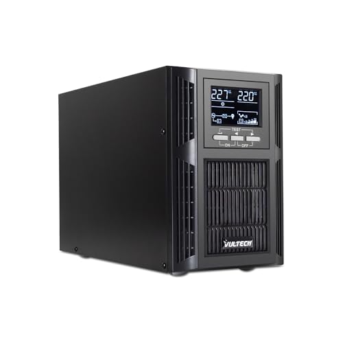 Vultech Gs-1Kvas Rev. 2.4 Gruppo Di Continuità Ups Online Serie Server 1000Va 1000Watt, Display Lcd, Onda Sinusoidale Pura, 2X Bipasso/Schuko + 1 Iec1