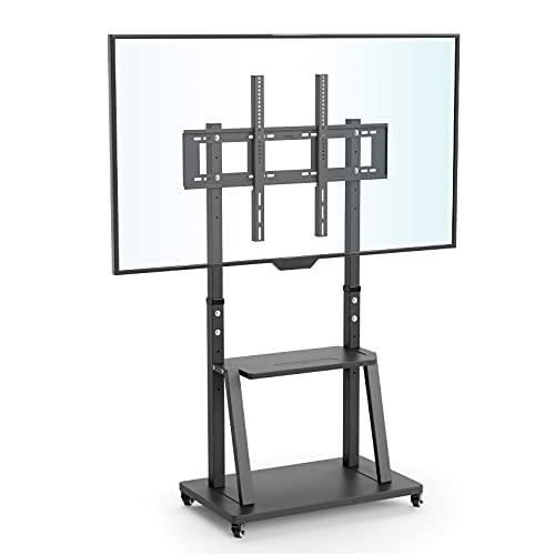 Unho Supporto Tv Da Pavimento Con Ruote, Staffa Porta Mobile Carrello Porta Tv Con Ruote Staffa Porta Con Ripiani Supporto Per Schermi 32"-100" Plasma