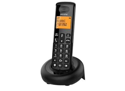 Alcatel E160 Nero Telefono Cordless Dect Con Blocco Chiamate Indesiderate, Ampio Display Retroilluminato Arancione Di Facile Lettura, Suonerie Classic