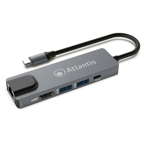 Atlantis A04-Tc_Lanhd+Pu Mini Docking Station Usb C (Type C) A Hdmi 4K, Ethernet Rj45 Gigabit, 2 Usb 3.0, 1 Usb C, 1 Pd-85W, Compatibile Con Tutti Not