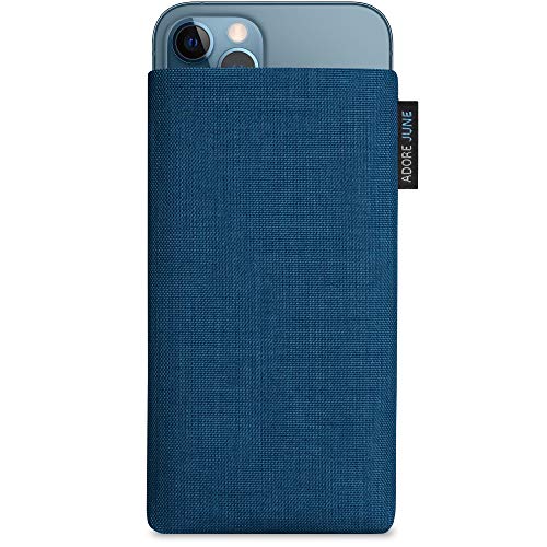 Adore June Classic Blu-Oceano Custodia Compatibile Con Iphone 13 Pro Max/Iphone 12 Pro Max, Tessuto Resistente Con Display Di Pulizia Effetto