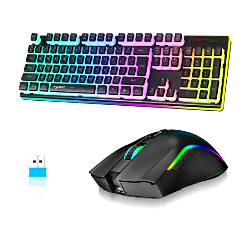 Mambasnake L96 Combinazione Tastiera E Mouse Wireless, Tastiera Full Size Rgb Ricaricabile Da 3000 Mah Con Copritasti Pudding + Mouse Ottici 4800 Dpi,