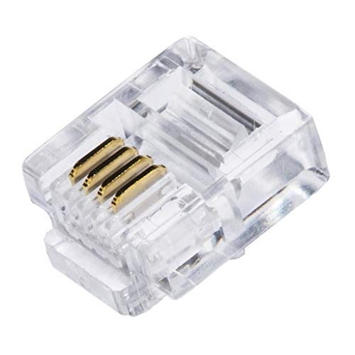 Link Lkpl44 Confezione 100 Plug Telefonici 4 Conduttori 4 Posizioni 4P4C Rj10