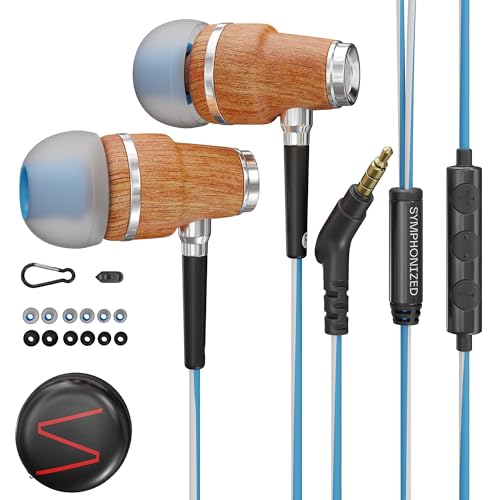 Symphonized® Auricolari Con Filo E Microfono, Bassi Da 8 Mm, Suono 3D In Legno Di Bubinga, Cuffie In Ear Cancellazione Attiva Del Rumore, Jack 3,5 Mm,