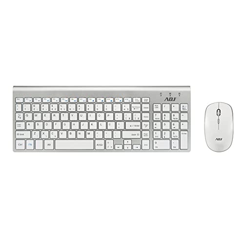 Adj Platinum - Set Tastiera Multimediale E Mouse Wireless, Layout Italiano Qwerty, Per Pc/Laptop/Notebook Windows, Tasti Silenziosi, Senza Fili, 102 T
