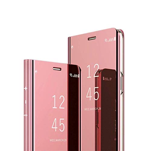 Cotdinfor Galaxy A10 Custodia Placcatura Specchio Clear View Standing Cover Slim Mirror Flip Portafoglio Antiurto Case Con Funzione Stand Per Samsung