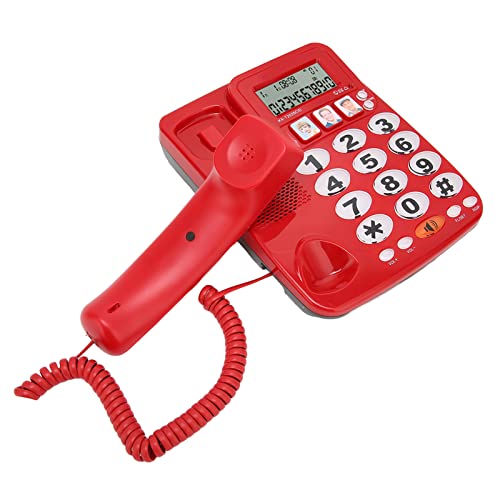 Telefono Con Cavo A Pulsanti Grandi Per Anziani, Telefono Con Cavo Amplificato Hepester Con Volume Più Alto/Id Chiamante/Memoria Numero Di Rete Fissa 