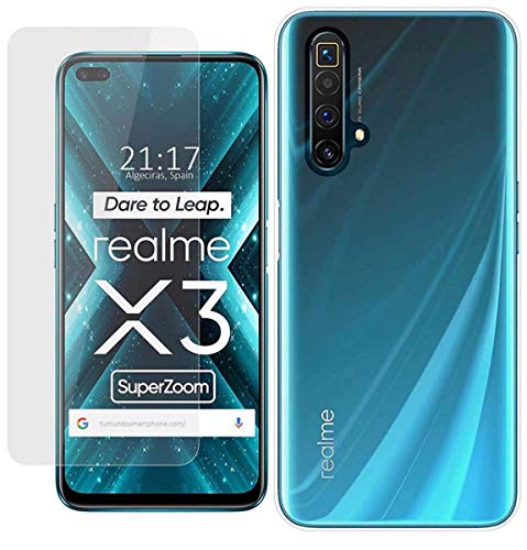 Pack 2 In 1 Cover Gel Trasparente + Proteggi Vetro Temperato Per Realme X3 Superzoom/X50 5G