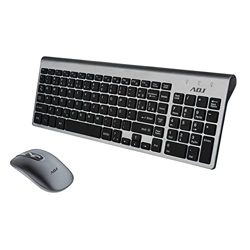 Adj Platinum Kw10 Set Tastiera Multimediale E Mouse Wireless, Layout Italiano Qwerty, Per Pc/Laptop/Notebook Windows, Tasti Silenziosi, Senza Fili, 10