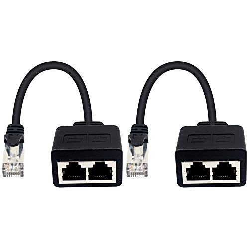 Duttek Ethernet Rj45 Divisore 20Cm, Divisore Del Cavo Di Rete Rj45, Rj45 1 Maschio A 2 All'Adattatore Femminile Per Ethernet Cat5/Cat6 Cavo Lan Ethern