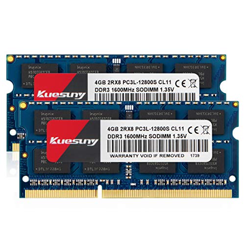 Kuesuny 8Gb Kit (2X4Gb) Ddr3/Ddr3L 1600Mhz Sodimm Ram Pc3/Pc3L-12800S Pc3/Pc3L-12800 1.5V/1.35V Cl11 204 Pin 2Rx8 Dual Rank Non-Ecc Unbuffered Ram Di