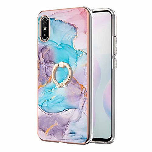 Liner Cover Per Xiaomi Redmi 9At / Redmi 9A Con 360 Gradi Rotazione Anello, Ultra Sottile Elegante In Silicone Morbido Motivi Colorati Cover Brillante