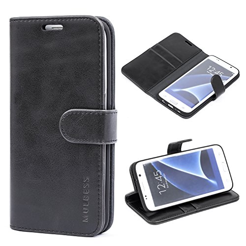 Mulbess Custodia Per Samsung Galaxy S7 Edge, Custodia Magnetica Flip Con Chiusura, Sintetica Portacellulare Protezione, Vintage Nero