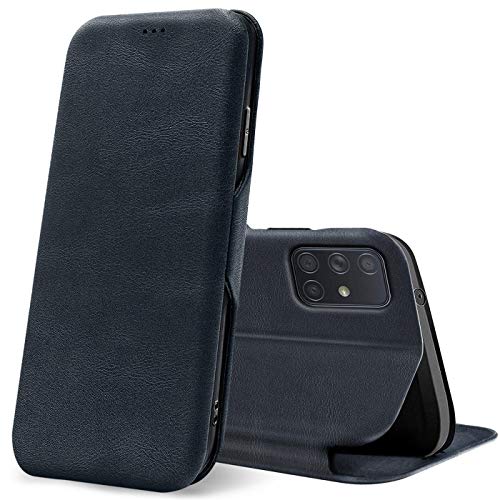 Verco Case Per Samsung Galaxy A71 Custodia, Cover A Libro Pelle Pu Per Samsung A71 Custodia Premio Booklet Protettiva, Blu