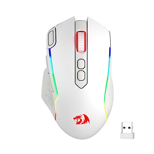 Redragon Mouse Da Gioco Wireless M810 Pro, 10000 Dpi Cablato/Wireless Con Pulsante Di Accensione Rapido, 8 Tasti Macro, Potenza Continua 45 Ore E Retr