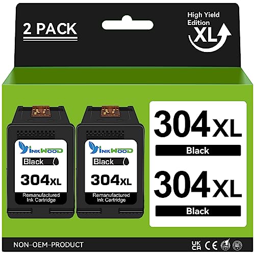 Inkwood Remanufactured Per Hp 304 304Xl Cartucce Stampante 2 Pack Nero Per Envy 5010 5020 5030 5032 Deskjet 2620 2622 2630 2632 2633 2634 3720 3730 37