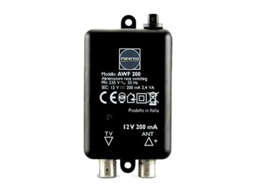Alimentatore Per Amplificatore Antenna Tv 12V 200Ma Con Connettori F - 1 Ingresso E 1 Uscita Mod. Awf200