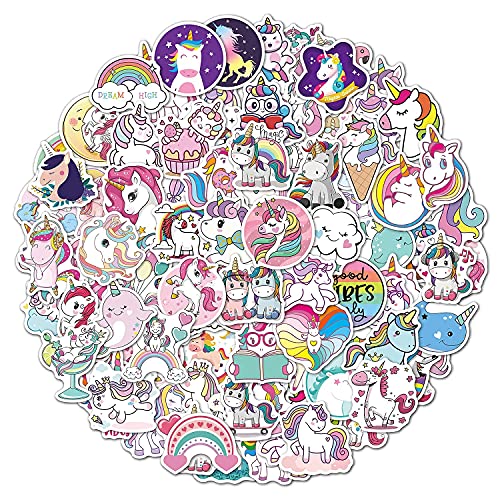 Unicorno Adesivi Bambini 100Pcs, Vsco Stickers Vinyl Kawaii Decals Per Bambini Adolescenti Laptop, Auto, Moto, Biciclette, Skateboard, Valigia, Notebo