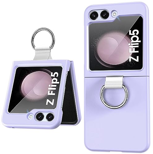 Z Flip5 Clear Cover Per Galaxy Z Flip5 Custodia Con Anello Per Samsung Z Flip5 Case [Slim] Rigida Pc Antiurto Anti-Graffi, Bumper Per Samsung Galaxy Z
