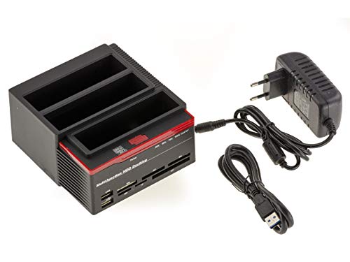 Kalea-Informatique Tripla Docking Station Con 2 Porte Sata E Una Porta Ide Da 2,5 E 3,5 A Usb 3.0. Dock Per Hdd Con Funzione Di Clonage E Alimentazion