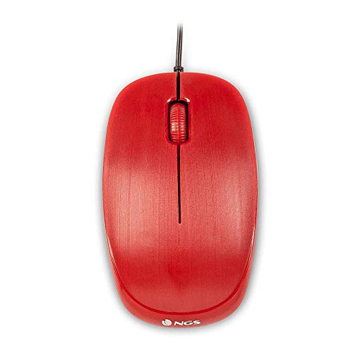 Ngs Flame Red - Mouse Ottico 1000Dpi Con Cavo Usb, Mouse Per Computer O Laptop Con 3 Pulsanti, Ambidestro, Rosso