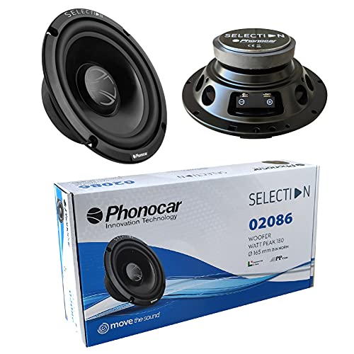 2 Phonocar Selection 02086 Altoparlanti Woofer 16,50 Cm 165 Mm 6,5" Di Diametro 70 Watt Rms 180 Watt Max Impedenza 4 Ohm 92 Db Spl Auto Nero, A Coppia