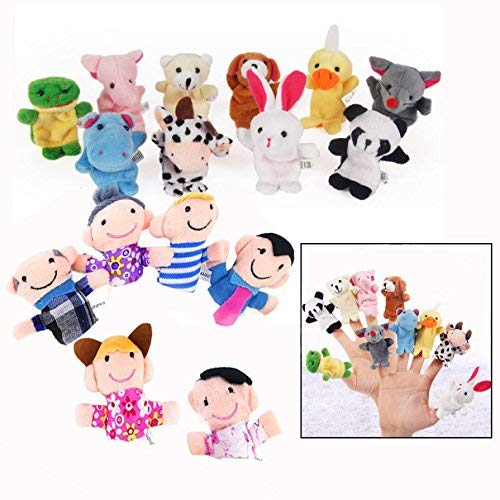 Binnan Burattini A Dito Marionette Dita In Velluto Finger Puppets Con 10 Animali E 6 Famiglie 16 Pezzi
