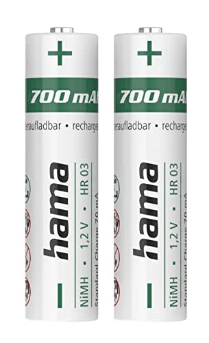 Hama - Batterie Nimh Per Telefoni Cordless, Formato Aaa, 1,2 Volt, 700 Mah, Confezione Da 2 Pezzi