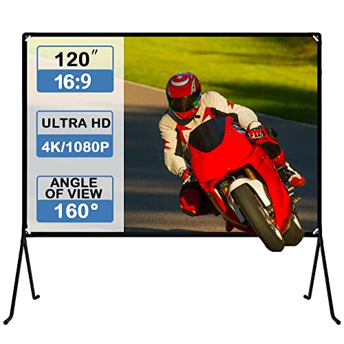 Telo Per Proiettore (120"), 16: 9 Hd, Telo Pieghevole, Da Usare All'Aperto, Per Videoproiettore, Per Casa E Aule