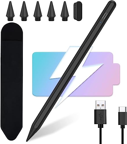 Penna Rapida Compatibile Con Apple Ipad 2018-2022,Stylus Pen Ricarica Rapida, Compatibile Con Ipad 10/9/8/7/6, Ipad Pro 12.9/11/Air 5/4/3/Mini 6/5 (Bl