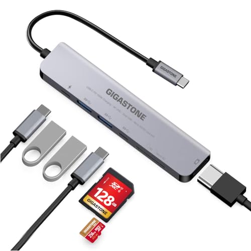 [Hub Usb C] Adattatore Multiporta Gigastone 7 In 1 Per Ipad, Macbook Pro Air Con Splitter Hdmi 4K, Pd 100W, Lettore Schede Sd/Tf, Dongle Per Iphone 15