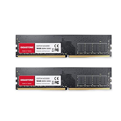 [Ram Ddr4] Gigastone Desktop Ram 32Gb (2X16Gb) Ddr4 32Gb Ddr4-3200Mhz Pc4-25600 Unbuffered Non-Ecc 1.35 V Cl16 Udimm Ram Di Memoria 288 Pin Per Deskto