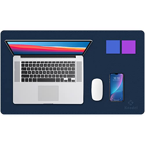 Knodel Tappetino Scrivania, Sottomano Scrivania, Pelle Pu Tappetino Scrivania Per Laptop, Copri Scrivania, Doppia Facciata (60Cm X 35Cm, Blu Scuro)