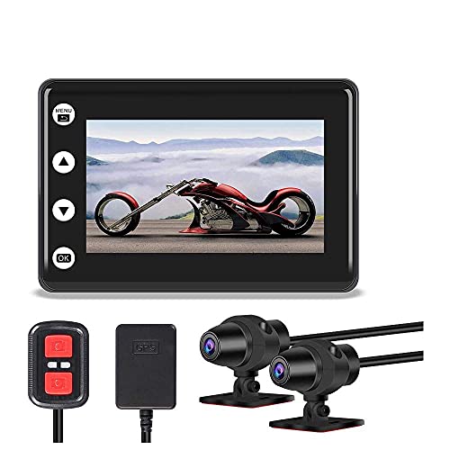 Vsysto Moto Dash Cam Fotocamera Per Moto Doppia Fotocamera 1080P Fotocamera Anteriore E Posteriore Schermo Lcd Da 3.0 '' 140 ° Grandangolo Videocamera