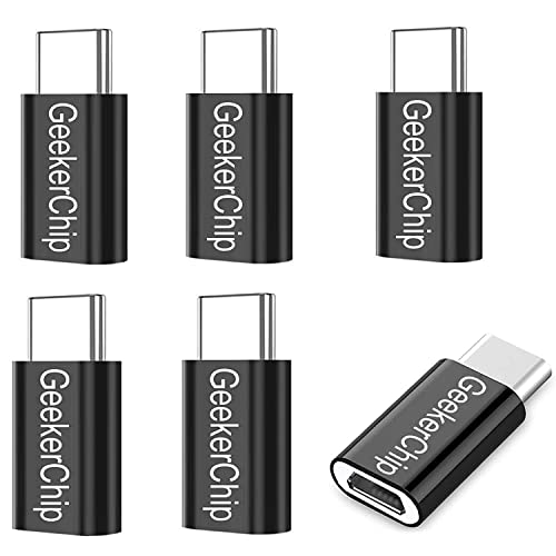 Geekerchip Adattatore Usb C A Micro Usb[6 Pezzi],Connettore Usb C(Type C) Per Galaxy S10+/ S9,Mate 20/30/30Pro,P20/30,Honor 10/20,Xiaomi 9/9Pro,Redmi 