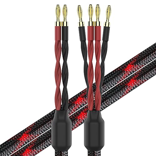 Kk Cable K4B-2B - Cavo Per Altoparlanti Bi-Fili (2 Spine A Banana - 4 Spine A Banana), Set Da 1 Paio (Totale 12 Spine A Banana), K4B-2B (3 M)