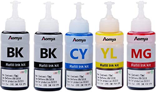 Aomya - Kit Di Ricarica Inchiostro Per Stampanti Inkjet T6641 T6642 T6643 T6644, Compatibile Con Expression Ecotank Et-2550 Et-4500 Et-4550 L100 L120